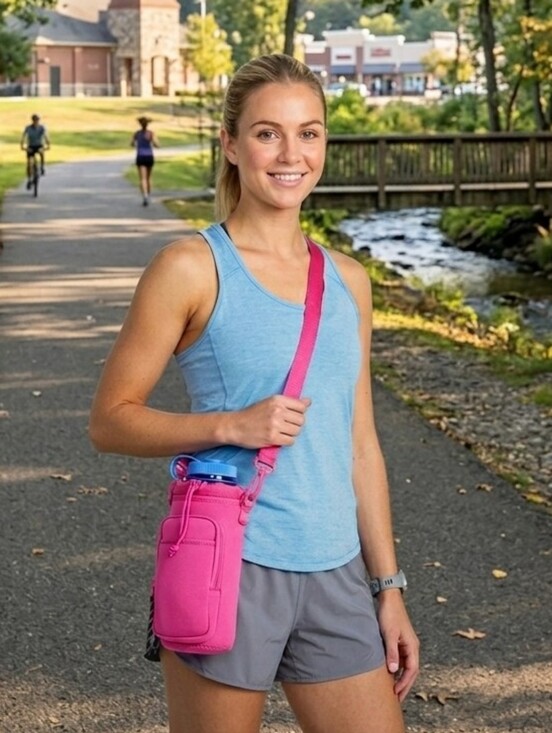 No Boundaries Handbags - No Boundaries Neoprene fits up 40oz Crossbody Tumbler Holder Water Bag Pink NWT